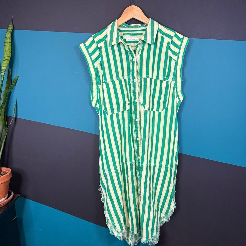 We The Free Half Moon Striped Tunic size small Coastal Resortwear 100% Cotton - Picture 4 of 10